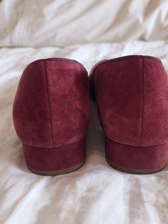 Michael Kors Mindy Flex Plum Burgundy Suede Ballet Flats Gold MK Logo Size 8 - Picture 6 of 14